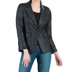 NEW CLARA SUNWOO tailored liquid leather blazer in black